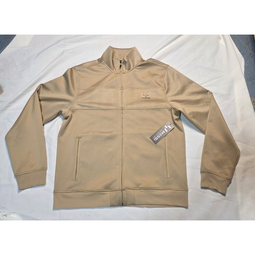 New Messi Collection Jacket ZIP UP Brown Sweater  Men's Size LARGE